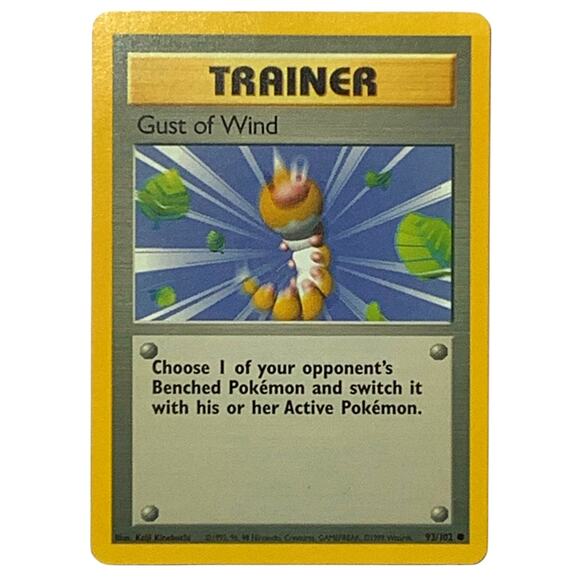 Gust of Wind 93/102 Shadowless Common Base Set Unlimited Pokemon 1999 WOTC, NM - Picture 1 of 3